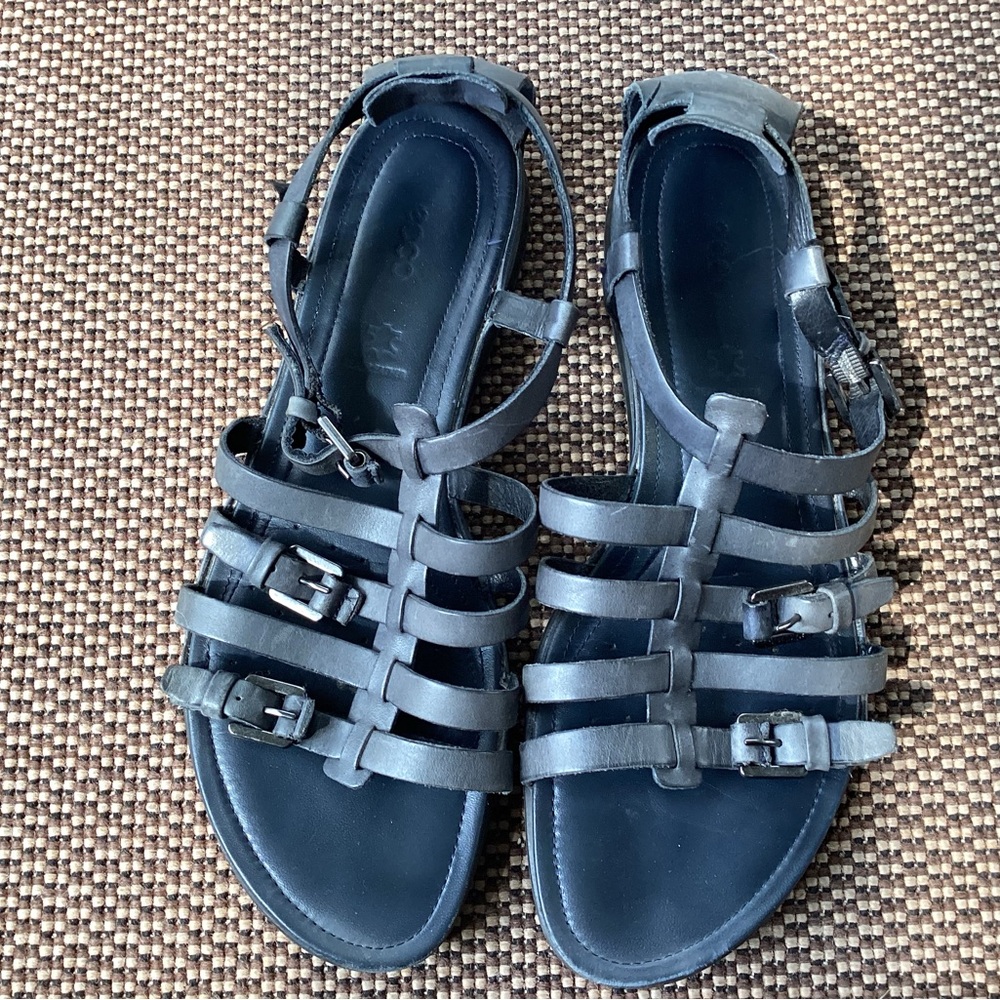 Ecco Touch Strap Sandal grey blue size 38 (7- 7 1/2)